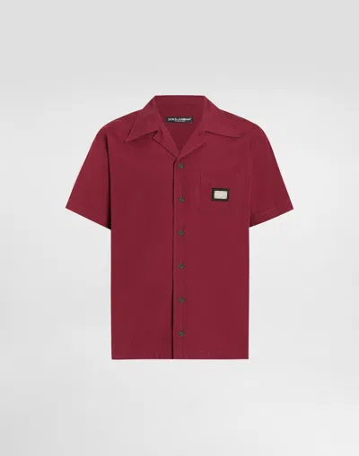 DOLCE & GABBANA COTTON HAWAIIAN SHIRT WITH BRANDED TAG