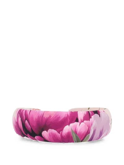 Dolce & Gabbana Kids' Cotton Headband With Floral Print In Pink