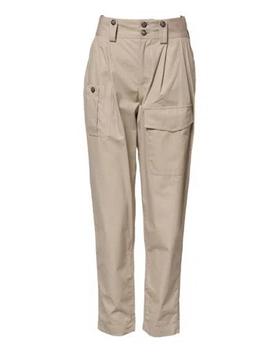 Dolce & Gabbana Cotton High-waisted Cargo Pants In Neutral
