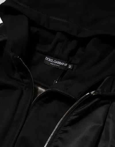 Dolce & Gabbana Cotton Hooded Bomber Jacket In Black