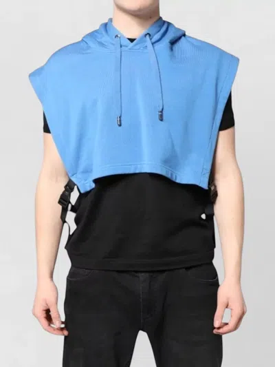 Dolce & Gabbana Cotton Hooded Mens Sportswear One Size Vest In Blue