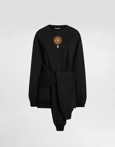 Dolce & Gabbana Cotton Hooded Sweatshirt In Black