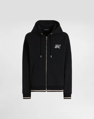 Dolce & Gabbana Cotton Hooded Sweatshirt In Black