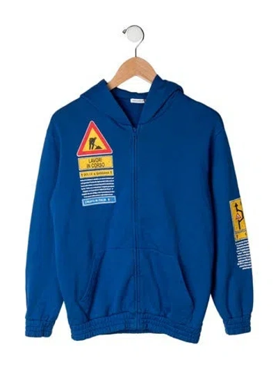 Pre-owned Dolce & Gabbana Kids' Cotton Hooded Sweatshirt W/tags In Blue