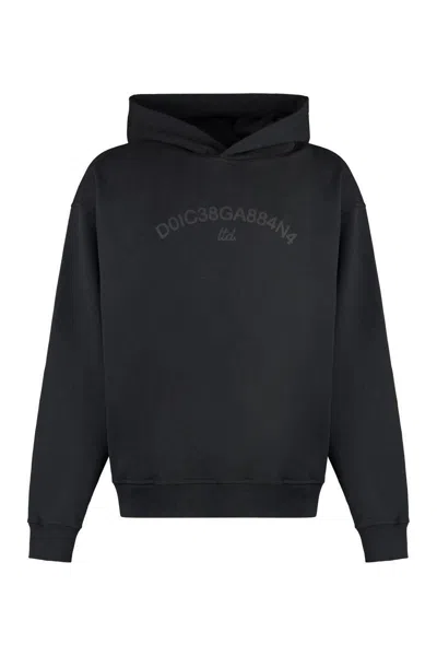 Dolce & Gabbana Cotton Hoodie In Black