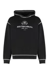 Dolce & Gabbana Hooded Sweatshirt With Contrasting Stitching And Logo Detail In Black
