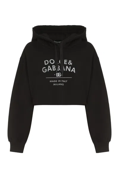 Dolce & Gabbana Cotton Hoodie In Black For Women