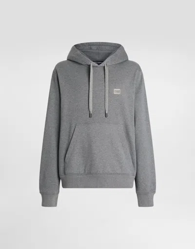 Dolce & Gabbana Cotton Hoodie With Tag In Grey