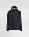 Dolce & Gabbana Cotton Jacket With Hood And Polka-dot Print In Print