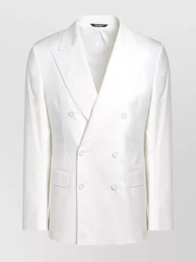 DOLCE & GABBANA COTTON JACKET WITH NOTCH LAPELS AND DOUBLE-BREASTED DESIGN