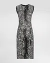 Dolce & Gabbana Cotton Jacquard Midi Dress With Fur Print In Grey