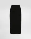 Dolce & Gabbana Cotton Jacquard Palazzo Pants With Floral Print In Black