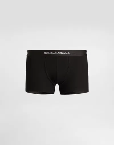 Dolce & Gabbana Cotton Jersey Regular-fit Boxers In A Pack Of Two In Black