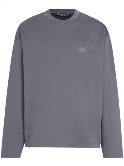 Dolce & Gabbana Cotton Jersey Sweatshirt In Gray