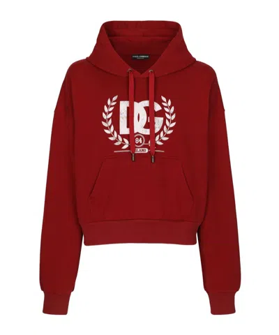 Dolce & Gabbana Cotton Jersey Sweatshirt With Dg Print In Red