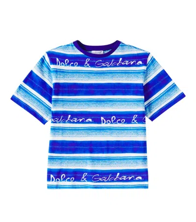 Dolce & Gabbana Kids' T-shirt Aus Baumwoll-jersey In Blau
