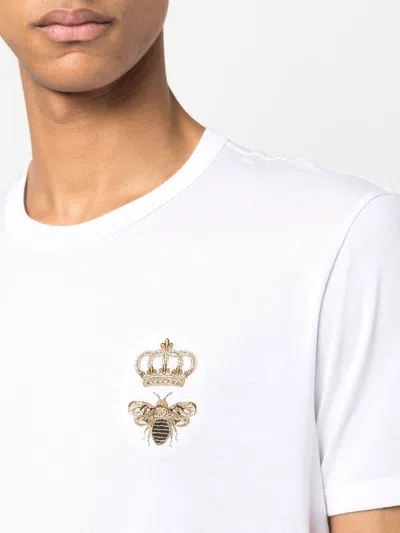 Dolce & Gabbana Embroidered Cotton T-shirt In White