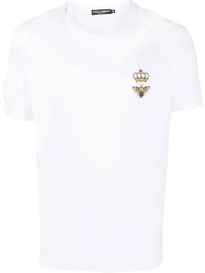 Dolce & Gabbana Cotton Jersey T-shirt With Lurex Embroidery Clothing In White
