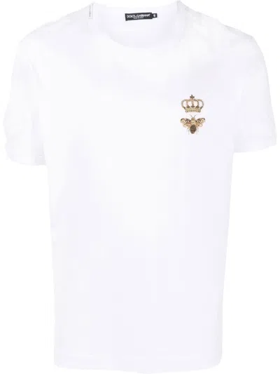 Dolce & Gabbana Embroidered Cotton T-shirt In White