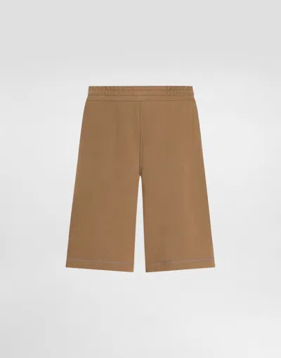 Dolce & Gabbana Cotton Jogging Shorts In Brown