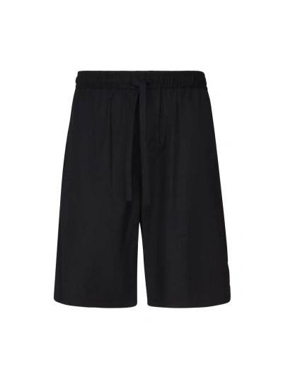 Dolce & Gabbana Cotton Jogging Shorts With Logo Plaque In Black
