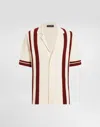 Dolce & Gabbana Cotton Knit Polo-shirt With Inlaid Stripe In Multicolor