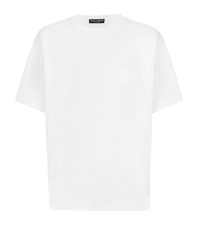 Dolce & Gabbana Cotton Jersey Tonal Logo T-shirt In White
