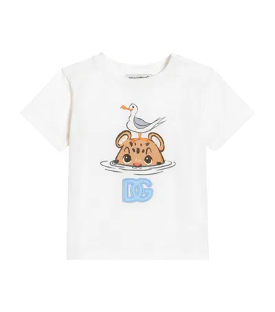 Dolce & Gabbana Kids' Cotton Leopard Print T-shirt In White