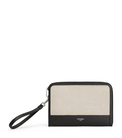 DOLCE & GABBANA COTTON-LINEN ATENE POUCH