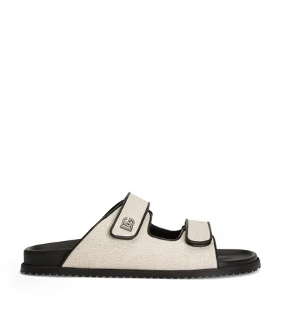 DOLCE & GABBANA COTTON-LINEN SLIDES