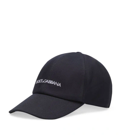 Dolce & Gabbana Cotton Logo Baseball Cap In Blue