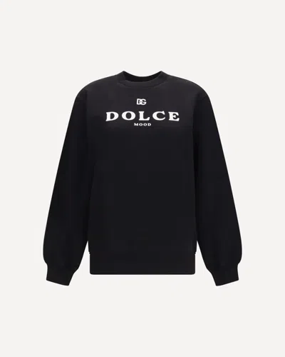 Dolce & Gabbana Cotton Logo Crewneck Sweatshirt In Black