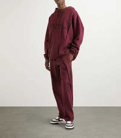 Dolce & Gabbana Cotton Logo Hoodie In Burgundy