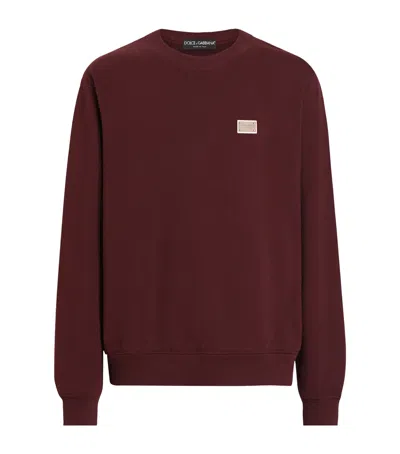 Dolce & Gabbana Cotton Logo-plaque Sweatshirt In Red