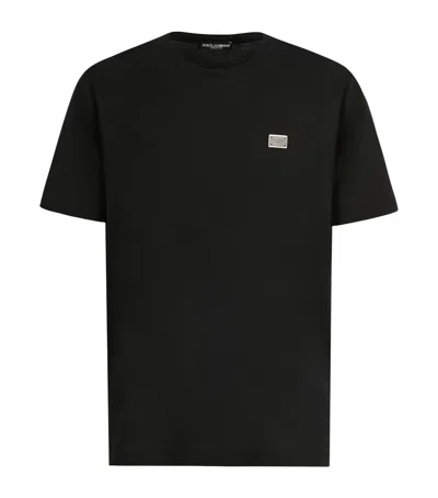 DOLCE & GABBANA COTTON LOGO PLAQUE T-SHIRT