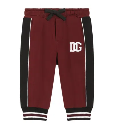 Dolce & Gabbana Kids' Cotton Logo Sweatpants In Burgundy