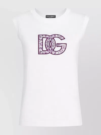 DOLCE & GABBANA COTTON LOGO T-SHIRT CAP SLEEVES