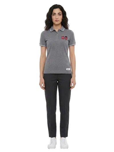 Dolce & Gabbana Cotton Logo-embroidered Polo In Gray