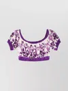 Dolce & Gabbana Maiolica Printed Cotton Cropped Top In Multi