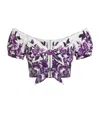 Dolce & Gabbana Cotton Majolica Print Crop Top In Multi
