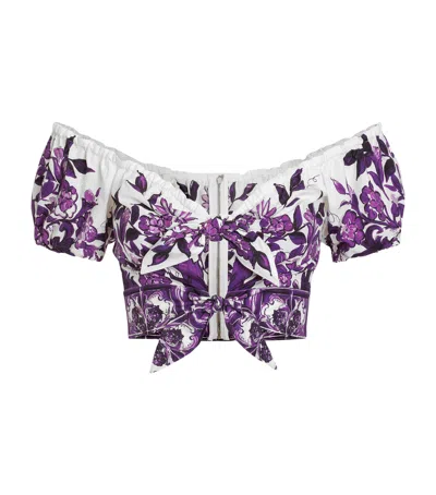 Dolce & Gabbana Cotton Majolica Print Crop Top In Multi