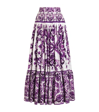 DOLCE & GABBANA COTTON MAJOLICA PRINT MAXI SKIRT
