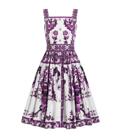 DOLCE & GABBANA COTTON MAJOLICA PRINT MINI DRESS