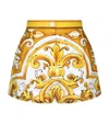 Dolce & Gabbana Yellow And White Short With Majolica Print In Cotton Woman In Multi