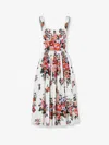 Dolce & Gabbana Cotton Dress With A Bouquet Of Flowers Print Dresses White In White