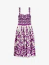 Dolce & Gabbana Women Cotton Midi Dress With Maiolica Print In Purple