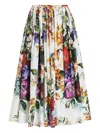 Dolce & Gabbana Flower Bouquet Pleated Popeline Midi Skirt In Multi