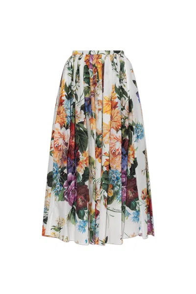 Dolce & Gabbana Dolce  Gabbana Floral Printed Pleated Midi Skirt In Multi