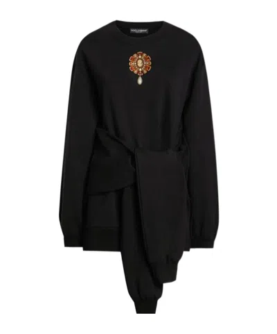 Dolce & Gabbana Cotton Mini Dress In Black