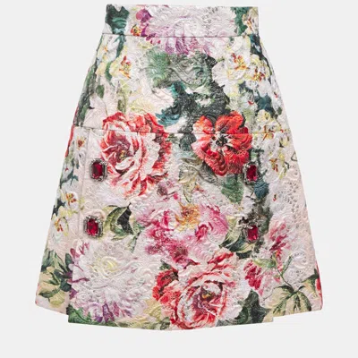 Pre-owned Dolce & Gabbana Cotton Mini Skirt 36 In Multicolor